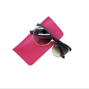 NEW Fuschia Genuine Leather Eye/Sunglasses Case